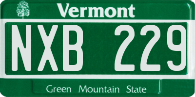 VT license plate NXB229