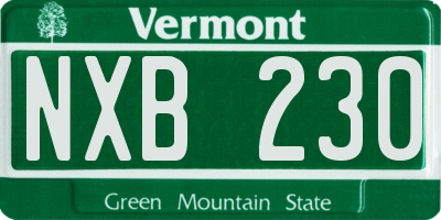 VT license plate NXB230