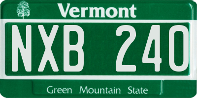 VT license plate NXB240