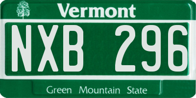 VT license plate NXB296