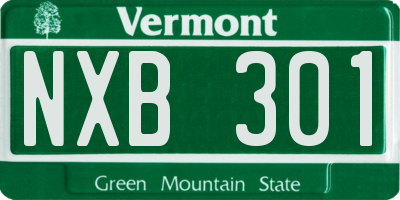 VT license plate NXB301