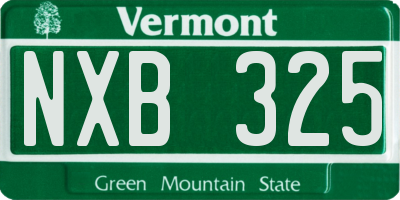 VT license plate NXB325