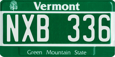 VT license plate NXB336