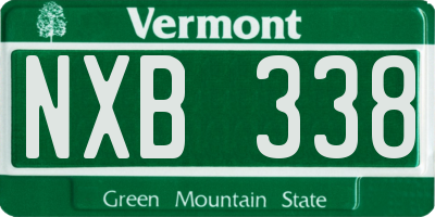 VT license plate NXB338