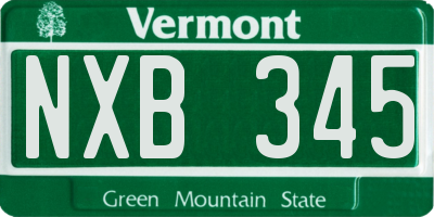 VT license plate NXB345