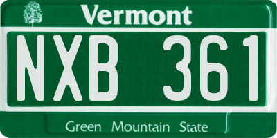 VT license plate NXB361