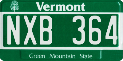VT license plate NXB364