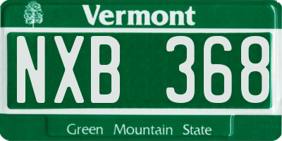 VT license plate NXB368