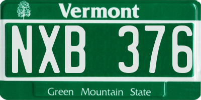 VT license plate NXB376