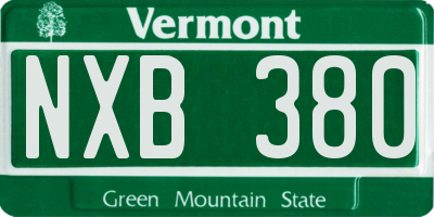 VT license plate NXB380