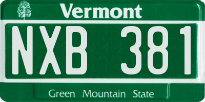 VT license plate NXB381