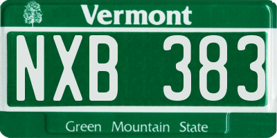 VT license plate NXB383