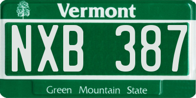 VT license plate NXB387