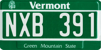 VT license plate NXB391