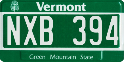 VT license plate NXB394