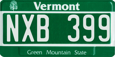 VT license plate NXB399