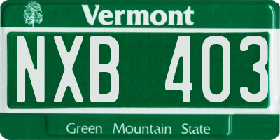 VT license plate NXB403