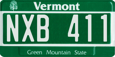 VT license plate NXB411