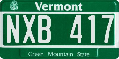 VT license plate NXB417