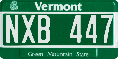 VT license plate NXB447