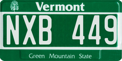 VT license plate NXB449