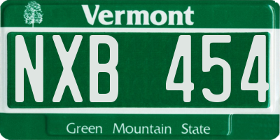 VT license plate NXB454