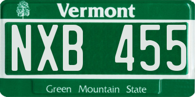 VT license plate NXB455