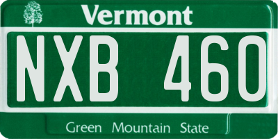 VT license plate NXB460