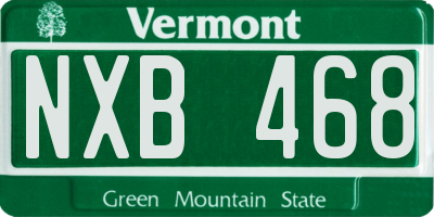 VT license plate NXB468