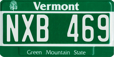 VT license plate NXB469