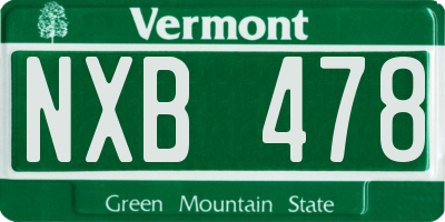 VT license plate NXB478