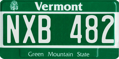 VT license plate NXB482