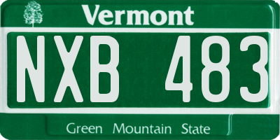 VT license plate NXB483