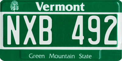 VT license plate NXB492