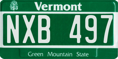 VT license plate NXB497