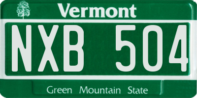 VT license plate NXB504
