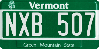 VT license plate NXB507