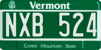 VT license plate NXB524