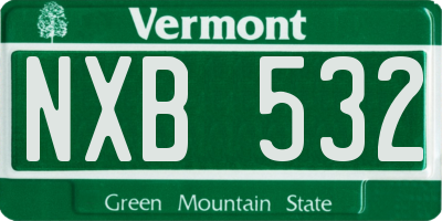 VT license plate NXB532