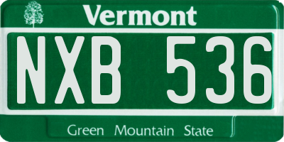 VT license plate NXB536