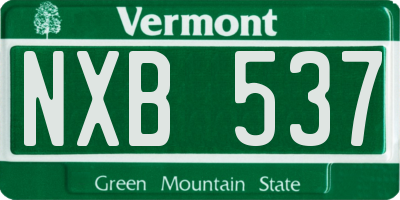 VT license plate NXB537