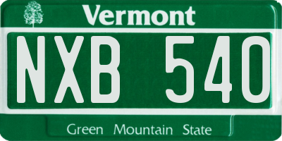 VT license plate NXB540