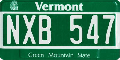 VT license plate NXB547
