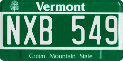 VT license plate NXB549