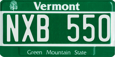 VT license plate NXB550