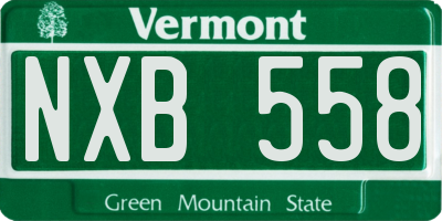 VT license plate NXB558