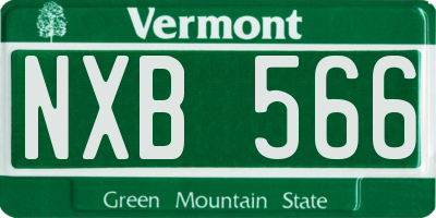 VT license plate NXB566