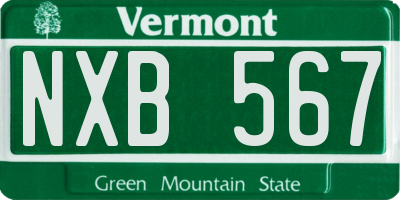 VT license plate NXB567