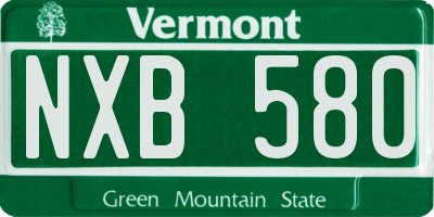 VT license plate NXB580