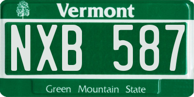VT license plate NXB587